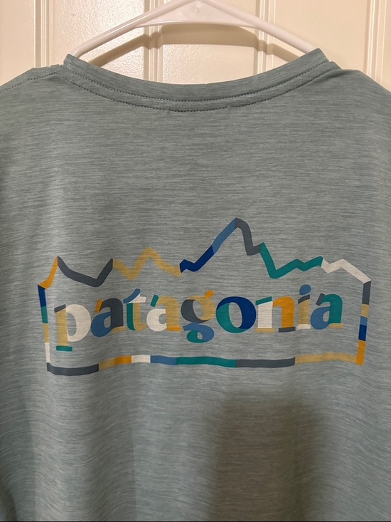 Patagonia Light Seafoam Green Short Sleeve Tee with Small Wave Logo - Picture 7 of 8